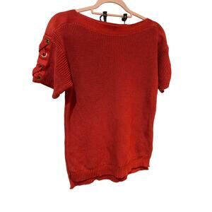 Lauren Ralph Lauren Women’s Sweater Size Medium Cotton Grommet Tie Short Sleeve